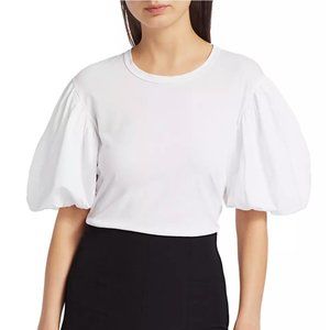A.L.C. Cassandra Puff-Sleeve Tee in Snow White Size M